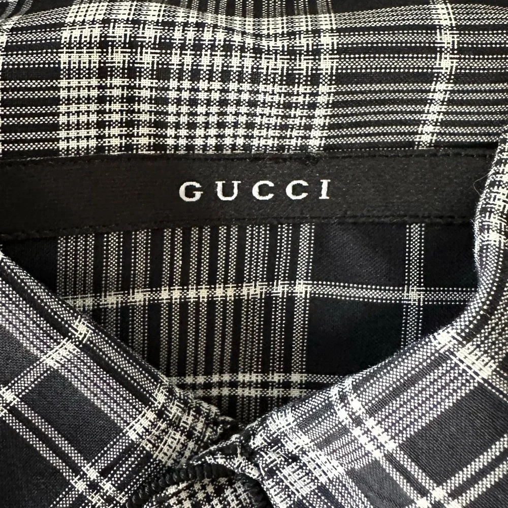 Gucci Plaid Epaulette Button Down Shirt